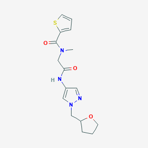 molecular formula C16H20N4O3S B7323525 N-methyl-N-[2-oxo-2-[[1-(oxolan-2-ylmethyl)pyrazol-4-yl]amino]ethyl]thiophene-2-carboxamide 