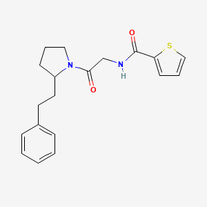 molecular formula C19H22N2O2S B7323718 N-[2-oxo-2-[2-(2-phenylethyl)pyrrolidin-1-yl]ethyl]thiophene-2-carboxamide 