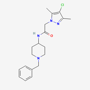 molecular formula C19H25ClN4O B7323721 N-(1-benzylpiperidin-4-yl)-2-(4-chloro-3,5-dimethylpyrazol-1-yl)acetamide 