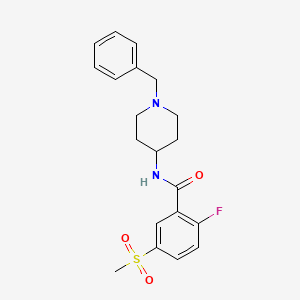 molecular formula C20H23FN2O3S B7323725 N-(1-benzylpiperidin-4-yl)-2-fluoro-5-methylsulfonylbenzamide 