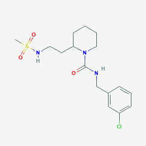 molecular formula C16H24ClN3O3S B7323729 N-[(3-chlorophenyl)methyl]-2-[2-(methanesulfonamido)ethyl]piperidine-1-carboxamide 