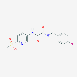 molecular formula C16H16FN3O4S B7323916 N'-[(4-fluorophenyl)methyl]-N'-methyl-N-(6-methylsulfonylpyridin-3-yl)oxamide 