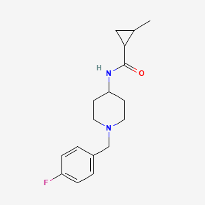 molecular formula C17H23FN2O B7323938 N-[1-[(4-fluorophenyl)methyl]piperidin-4-yl]-2-methylcyclopropane-1-carboxamide 