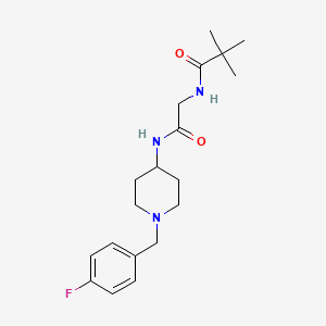 molecular formula C19H28FN3O2 B7323943 N-[2-[[1-[(4-fluorophenyl)methyl]piperidin-4-yl]amino]-2-oxoethyl]-2,2-dimethylpropanamide 