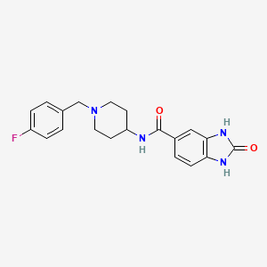 molecular formula C20H21FN4O2 B7323958 N-[1-[(4-fluorophenyl)methyl]piperidin-4-yl]-2-oxo-1,3-dihydrobenzimidazole-5-carboxamide 