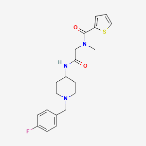 molecular formula C20H24FN3O2S B7323972 N-[2-[[1-[(4-fluorophenyl)methyl]piperidin-4-yl]amino]-2-oxoethyl]-N-methylthiophene-2-carboxamide 
