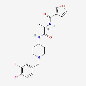 molecular formula C20H23F2N3O3 B7324030 N-[1-[[1-[(3,4-difluorophenyl)methyl]piperidin-4-yl]amino]-1-oxopropan-2-yl]furan-3-carboxamide 