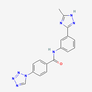 molecular formula C17H14N8O B7324053 N-[3-(5-methyl-1H-1,2,4-triazol-3-yl)phenyl]-4-(tetrazol-1-yl)benzamide 