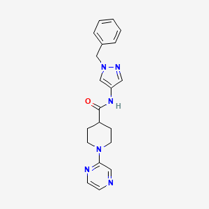 molecular formula C20H22N6O B7324084 N-(1-benzylpyrazol-4-yl)-1-pyrazin-2-ylpiperidine-4-carboxamide 