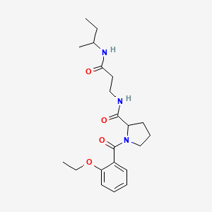 molecular formula C21H31N3O4 B7324095 N-[3-(butan-2-ylamino)-3-oxopropyl]-1-(2-ethoxybenzoyl)pyrrolidine-2-carboxamide 