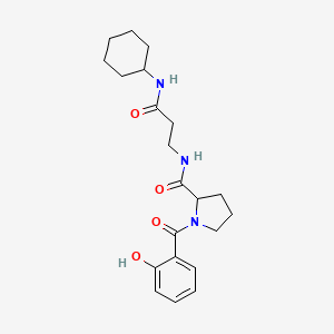 molecular formula C21H29N3O4 B7324112 N-[3-(cyclohexylamino)-3-oxopropyl]-1-(2-hydroxybenzoyl)pyrrolidine-2-carboxamide 
