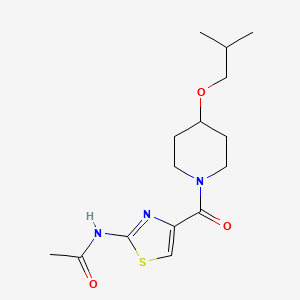 molecular formula C15H23N3O3S B7324130 N-[4-[4-(2-methylpropoxy)piperidine-1-carbonyl]-1,3-thiazol-2-yl]acetamide 