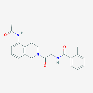 molecular formula C21H23N3O3 B7324142 N-[2-(5-acetamido-3,4-dihydro-1H-isoquinolin-2-yl)-2-oxoethyl]-2-methylbenzamide 
