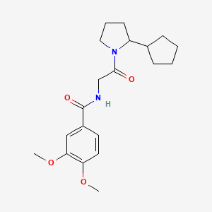 molecular formula C20H28N2O4 B7324159 N-[2-(2-cyclopentylpyrrolidin-1-yl)-2-oxoethyl]-3,4-dimethoxybenzamide 