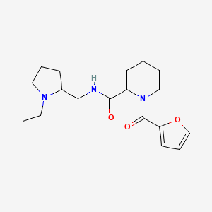 molecular formula C18H27N3O3 B7324219 N-[(1-ethylpyrrolidin-2-yl)methyl]-1-(furan-2-carbonyl)piperidine-2-carboxamide 