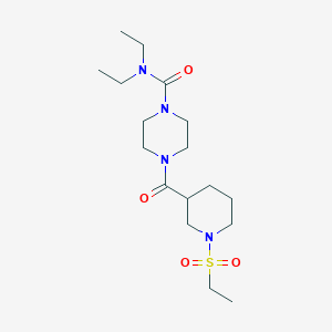 molecular formula C17H32N4O4S B7324274 N,N-diethyl-4-(1-ethylsulfonylpiperidine-3-carbonyl)piperazine-1-carboxamide 