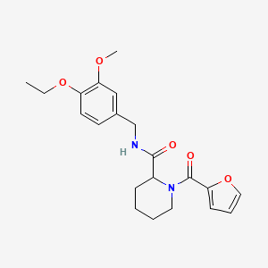 molecular formula C21H26N2O5 B7324287 N-[(4-ethoxy-3-methoxyphenyl)methyl]-1-(furan-2-carbonyl)piperidine-2-carboxamide 