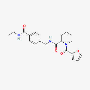 molecular formula C21H25N3O4 B7324318 N-[[4-(ethylcarbamoyl)phenyl]methyl]-1-(furan-2-carbonyl)piperidine-2-carboxamide 