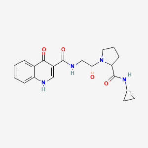 molecular formula C20H22N4O4 B7324345 N-[2-[2-(cyclopropylcarbamoyl)pyrrolidin-1-yl]-2-oxoethyl]-4-oxo-1H-quinoline-3-carboxamide 