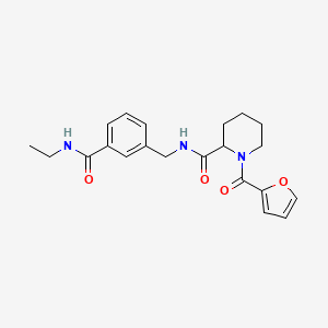 molecular formula C21H25N3O4 B7324350 N-[[3-(ethylcarbamoyl)phenyl]methyl]-1-(furan-2-carbonyl)piperidine-2-carboxamide 