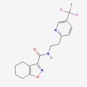 molecular formula C16H16F3N3O2 B7324356 N-[2-[5-(trifluoromethyl)pyridin-2-yl]ethyl]-4,5,6,7-tetrahydro-1,2-benzoxazole-3-carboxamide 