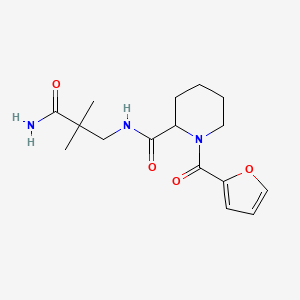 molecular formula C16H23N3O4 B7324363 N-(3-amino-2,2-dimethyl-3-oxopropyl)-1-(furan-2-carbonyl)piperidine-2-carboxamide 