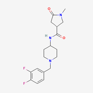molecular formula C18H23F2N3O2 B7324511 N-[1-[(3,4-difluorophenyl)methyl]piperidin-4-yl]-1-methyl-5-oxopyrrolidine-3-carboxamide 