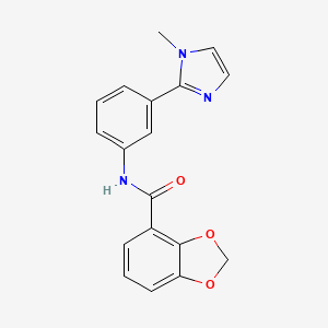 molecular formula C18H15N3O3 B7324555 N-[3-(1-methylimidazol-2-yl)phenyl]-1,3-benzodioxole-4-carboxamide 