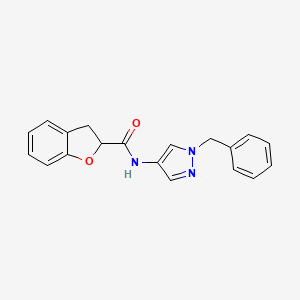 molecular formula C19H17N3O2 B7324567 N-(1-benzylpyrazol-4-yl)-2,3-dihydro-1-benzofuran-2-carboxamide 