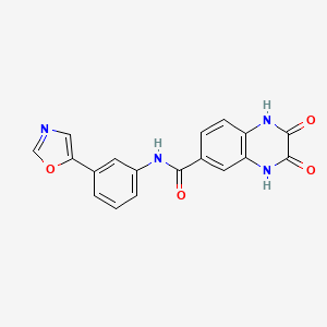 molecular formula C18H12N4O4 B7324575 N-[3-(1,3-oxazol-5-yl)phenyl]-2,3-dioxo-1,4-dihydroquinoxaline-6-carboxamide 