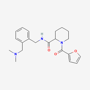 molecular formula C21H27N3O3 B7324616 N-[[2-[(dimethylamino)methyl]phenyl]methyl]-1-(furan-2-carbonyl)piperidine-2-carboxamide 