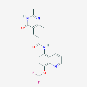 molecular formula C19H18F2N4O3 B7324624 N-[8-(difluoromethoxy)quinolin-5-yl]-3-(2,4-dimethyl-6-oxo-1H-pyrimidin-5-yl)propanamide 