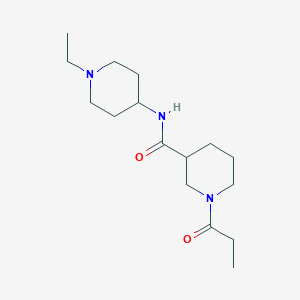 molecular formula C16H29N3O2 B7324647 N-(1-ethylpiperidin-4-yl)-1-propanoylpiperidine-3-carboxamide 