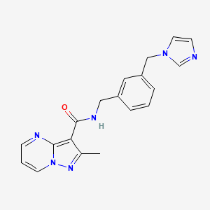 molecular formula C19H18N6O B7324660 N-[[3-(imidazol-1-ylmethyl)phenyl]methyl]-2-methylpyrazolo[1,5-a]pyrimidine-3-carboxamide 