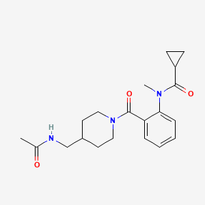 molecular formula C20H27N3O3 B7324679 N-[2-[4-(acetamidomethyl)piperidine-1-carbonyl]phenyl]-N-methylcyclopropanecarboxamide 
