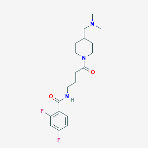 molecular formula C19H27F2N3O2 B7324690 N-[4-[4-[(dimethylamino)methyl]piperidin-1-yl]-4-oxobutyl]-2,4-difluorobenzamide 