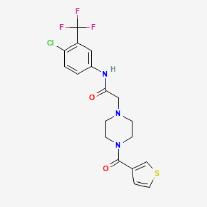 molecular formula C18H17ClF3N3O2S B7324867 N-[4-chloro-3-(trifluoromethyl)phenyl]-2-[4-(thiophene-3-carbonyl)piperazin-1-yl]acetamide 