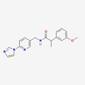molecular formula C19H20N4O2 B7324926 N-[(6-imidazol-1-ylpyridin-3-yl)methyl]-2-(3-methoxyphenyl)propanamide 