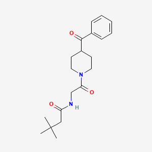 molecular formula C20H28N2O3 B7324975 N-[2-(4-benzoylpiperidin-1-yl)-2-oxoethyl]-3,3-dimethylbutanamide 