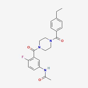 molecular formula C22H24FN3O3 B7325080 N-[3-[4-(4-ethylbenzoyl)piperazine-1-carbonyl]-4-fluorophenyl]acetamide 
