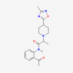 molecular formula C19H24N4O3 B7325158 N-(2-acetylphenyl)-2-[4-(3-methyl-1,2,4-oxadiazol-5-yl)piperidin-1-yl]propanamide 