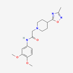 molecular formula C18H24N4O4 B7325204 N-(3,4-dimethoxyphenyl)-2-[4-(3-methyl-1,2,4-oxadiazol-5-yl)piperidin-1-yl]acetamide 