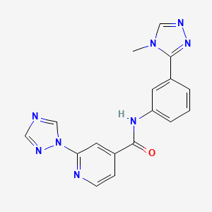 molecular formula C17H14N8O B7325205 N-[3-(4-methyl-1,2,4-triazol-3-yl)phenyl]-2-(1,2,4-triazol-1-yl)pyridine-4-carboxamide 