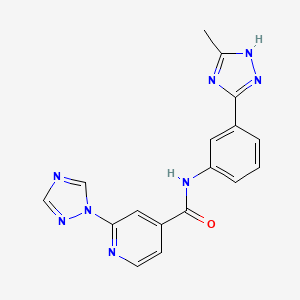 molecular formula C17H14N8O B7325258 N-[3-(5-methyl-1H-1,2,4-triazol-3-yl)phenyl]-2-(1,2,4-triazol-1-yl)pyridine-4-carboxamide 