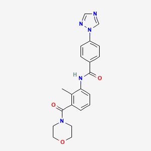 molecular formula C21H21N5O3 B7325344 N-[2-methyl-3-(morpholine-4-carbonyl)phenyl]-4-(1,2,4-triazol-1-yl)benzamide 