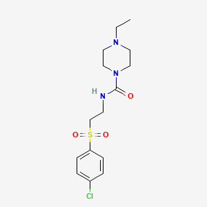 molecular formula C15H22ClN3O3S B7325424 N-[2-(4-chlorophenyl)sulfonylethyl]-4-ethylpiperazine-1-carboxamide 