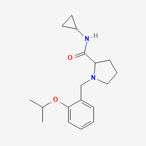 molecular formula C18H26N2O2 B7325477 N-cyclopropyl-1-[(2-propan-2-yloxyphenyl)methyl]pyrrolidine-2-carboxamide 