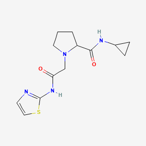 molecular formula C13H18N4O2S B7325484 N-cyclopropyl-1-[2-oxo-2-(1,3-thiazol-2-ylamino)ethyl]pyrrolidine-2-carboxamide 
