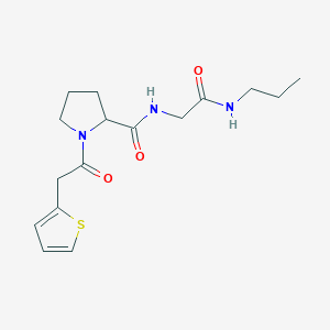 molecular formula C16H23N3O3S B7325556 N-[2-oxo-2-(propylamino)ethyl]-1-(2-thiophen-2-ylacetyl)pyrrolidine-2-carboxamide 