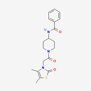 molecular formula C19H23N3O3S B7325560 N-[1-[2-(4,5-dimethyl-2-oxo-1,3-thiazol-3-yl)acetyl]piperidin-4-yl]benzamide 